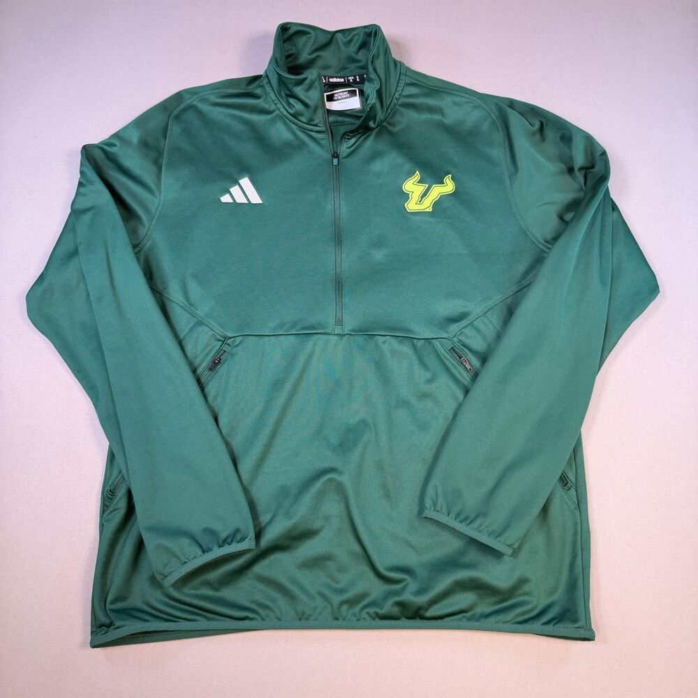 Adidas Men's University of South Florida Bulls 1/4 Zip Size XL Green USF